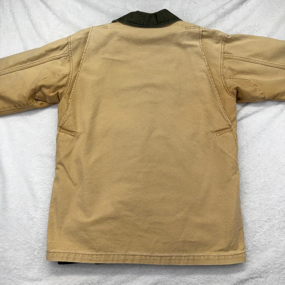 Vintage 80s L.L. Bean Field Coat M Tan Original Barn Jacket Plaid wool Lined - Picture 5 of 12